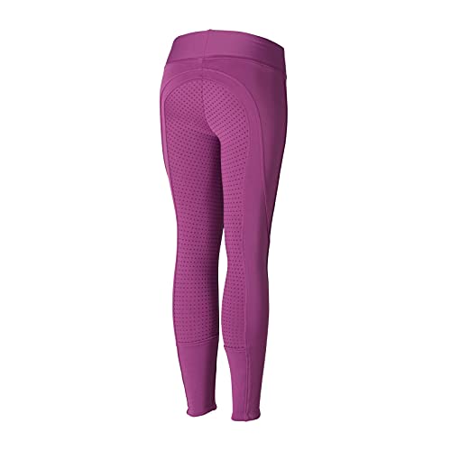 HORZE Active Kids' Winter Fleece-Lined Silicone Full Seat Schooling Horse Riding Tights - Arty Purple - JR S2
