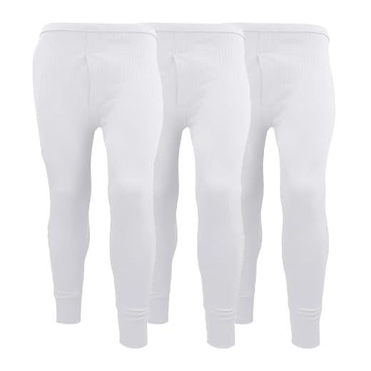 Lot de 3 Caleçons longs thermiques pour hommes, couche de base, chaleur intense, intérieur brossé, pantalon ultra doux type legging, blanc, 34-37