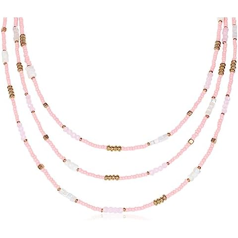 IDEAJOY Pink Beaded Necklace Cover