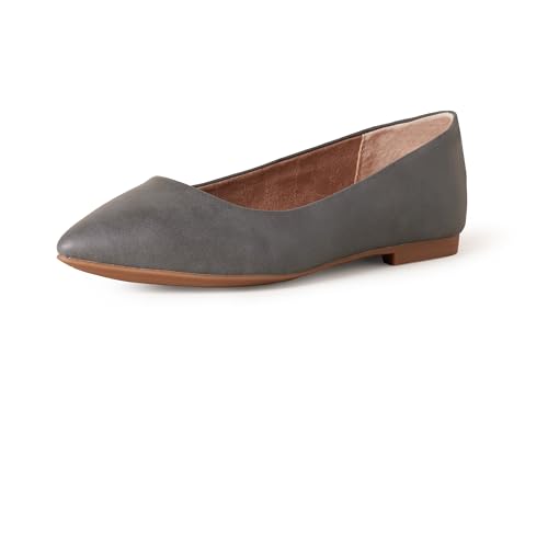 Amazon Essentials Women's Pointed-Toe Ballet Flat, Charcoal, 2.5 UK