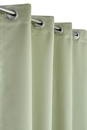 Image of 100% True Blackout Curtains 7 Feet, Set of 1 Panels | 300 GSM Heavy Room Darkening Polyester Cloth for Bedroom & Living Room | Thermal Insulated Heat & Noise Reducing (84x47 Inch, Green) | 100% Room Darkening Thermal Insulated Heat & Noise Reducing Curtains 7 feet long