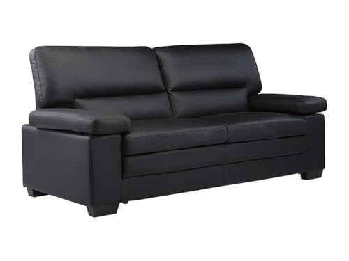 Vente-Unique-Ledersofa 3-Sitzer - Büffelleder - Schwarz - Mimas