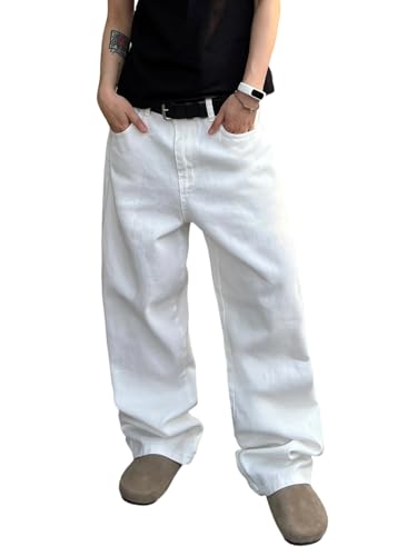 Zewool Pantalon Denim Homme Coupe Large Loose Fit Y2K Style Skater Jean Baggy à Jambe Droite Pantalon Hip Hop Streetwear Décontracté Coupe Relaxée Années...