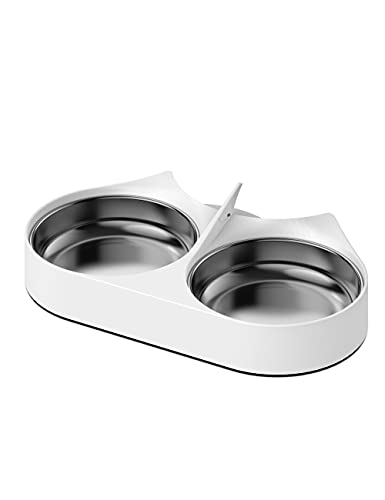 Image of PETLIBRO Pet Food Splitter with Stainless Steel Bowls, Automatic Cat Feeder Bowls for Two Cats or Dogs, Suitable for PETLIBRO Automatic Cat Feeder PLAF005, PLAF006, PLAF103, PLAF203, White