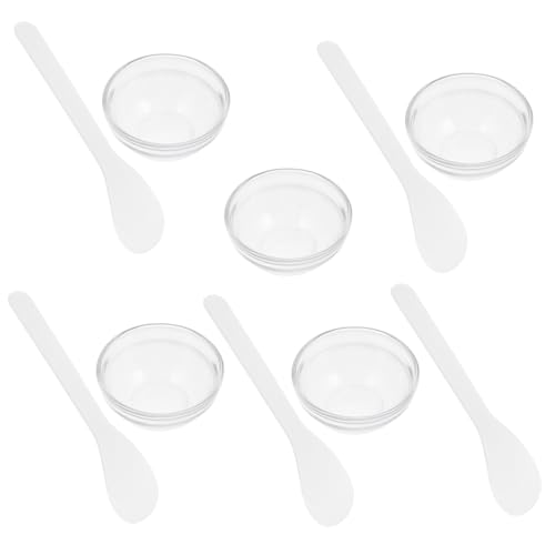 PENIKOKO Cuencos Faciales Transparentes y Resistentes para DIY con Palitos Mezcladores Blancos Accesorios para Spa y Salón de