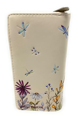 Shag Wear Dragonfly Meadow Large Insect Wallet for Women and Teen Girls Vegan Faux Leather 7" Beige2