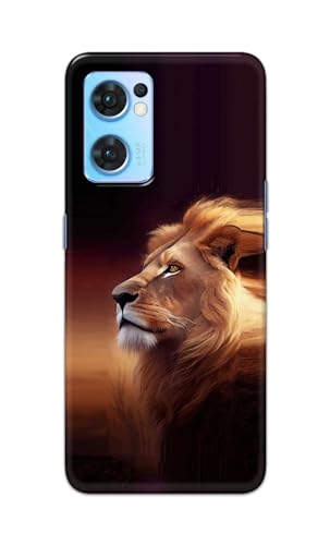 Image of PRINTFIDAA Printed Hard Back Cover Case for Oppo Reno7 5G | Oppo Reno 7 5G Back Cover (Danger Lion) -112
