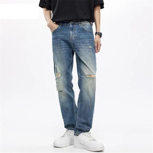 Men Slim Straight Stretch Denim Pants Hollow Out Distressed Jeans Hip Hop Vintage Ripped Jeans4