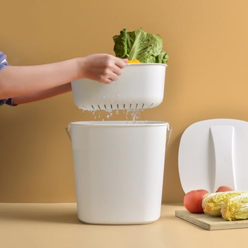 Caneca de basura plástica con doble compartimento y drenaje miniatura 6