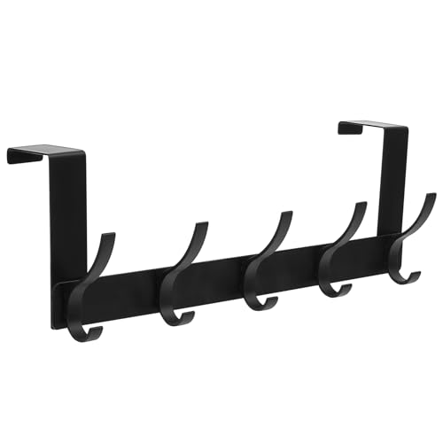 SZZHIYONG Perchero Puerta, Ganchos Colgador Puerta, Gancho para Mampara de Ducha Baño, Gancho de Ducha Percha Puerta, Perchero para Puerta Sin Taladrar, Gancho de Puerta para Colgar Ropa, Negro