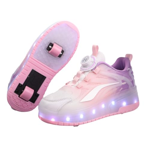 Leichtrit Zapatillas Deportivas con Ruedas para niños,Zapatos con Ruedas,Zapatos con Ruedas para niñas,Ruedas Multifuncionales,Carga USB,luz Ajustable con,para Regalo decumpleaños Niños y niñas