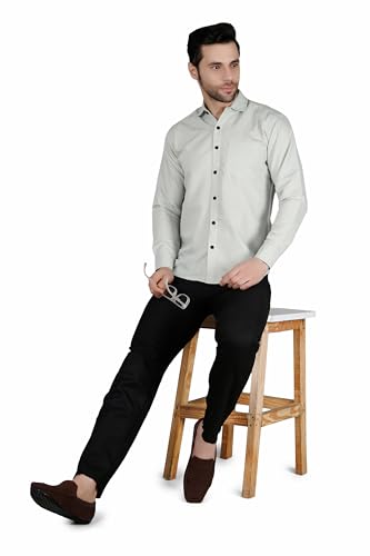 Image of Mens Slim fit Solid Casual Cotton Shirt with Spread Collar and Full Sleeves || Suitable for Office wear