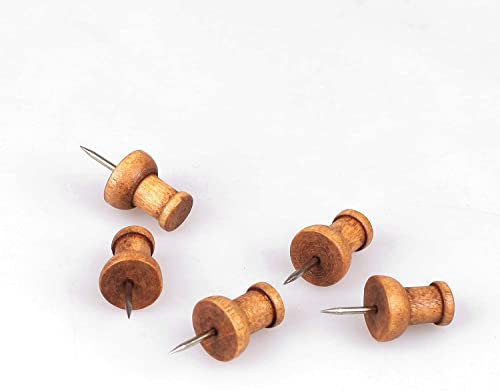 120 Pcs Wood Push Pins, Walnut, Standard, Wooden Thumb Tacks Decorative For Cork Boards Map Photos Calendar And Home Office Craft Projects With Box #TOP3
