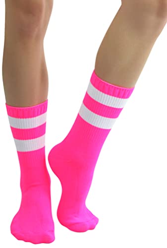 Image of ToBeInStyle Women's Acrylic Ankle Hi With Double Stripe Top Crew Fun Athletic Socks