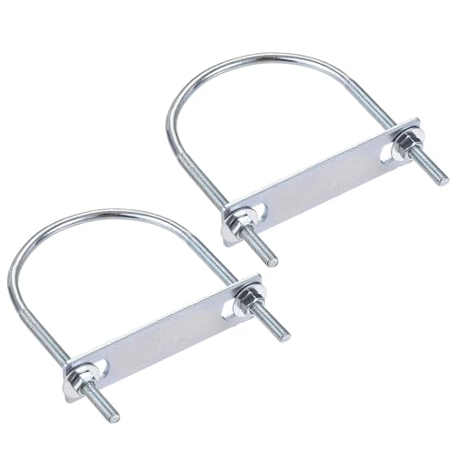Image of TA-VIGOR 2 Sets M6 Round U Bolts, 80mm Inner Width 120mm Length Steel U Bolts with Nut, Plate, Washer for Attaching Pipe, Conduit, Cable, Tube, Brackets, Boat and Trailer