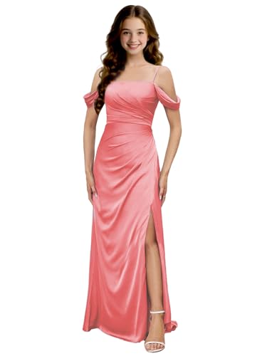 Junior Bridesmaid Dresses Strapless Flower Girls Dress Slit Wedding Party Dress Off Shoulder Special Occasion Dresses4
