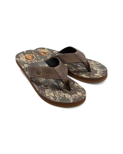 Image of Volcom Men's Daycation Flip Flop Sandal - Soft Brushed Recliner Comfort Foam Footbed, Black /Black, 8