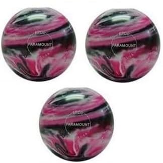 Bowlerstore Products EPCO Duckpin Bowling Balls - Marbleized - Magenta, Black & White (4 7/8 inch- 3lbs. 8 oz.) 3 Balls