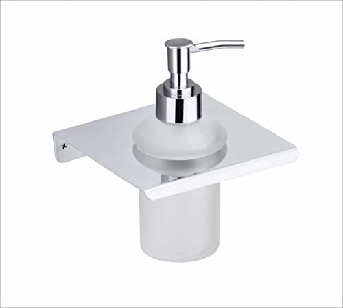 Image of Easyhome Furnish Premium Stainless Steel Wall Mounted Liquid Soap Dispenser for Bathroom & Kitchen | Rust-Proof Chrome Finish Soap Pump with Level Indicator Window | Heavy Duty Dispenser (E L-SD19CH)