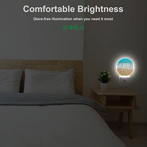 Image of EKOBLA Ocean Night Light, Beach Sand and Wave Night Lights Plug Into Wall with Dusk to Dawn Sensor, 0.5W for Women and Kids