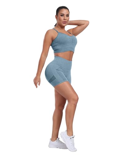 CHRLEISURE Women's 4 Packs Workout Gym Shorts, High Waisted Butt Lifting Scrunch Butt Seamless Booty Shorts - Image 5