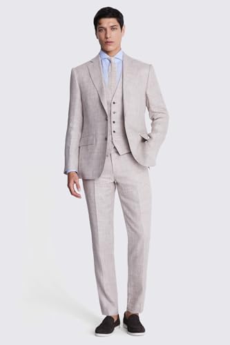 Men's Linen Suit 3 Piece Suits Slim Fit Beach Wedding Summer Casual Groomsmen Blazer Pants and Vest Tuxedo Set 5
