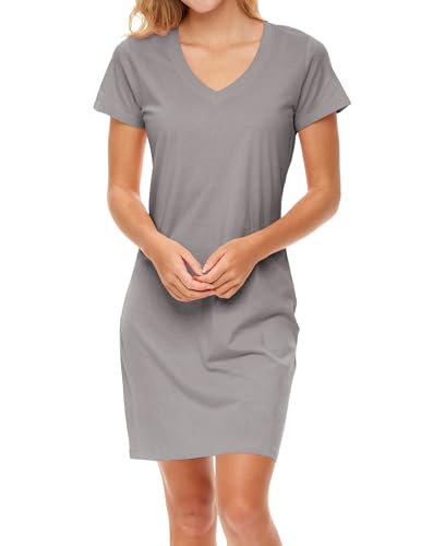 Image of Sexy Basics Women's Soft & Flowy V-Neck Long Shirt | 24 /7 Nightwear-Sleepwear T Shirt | Multi-Packs & Colors