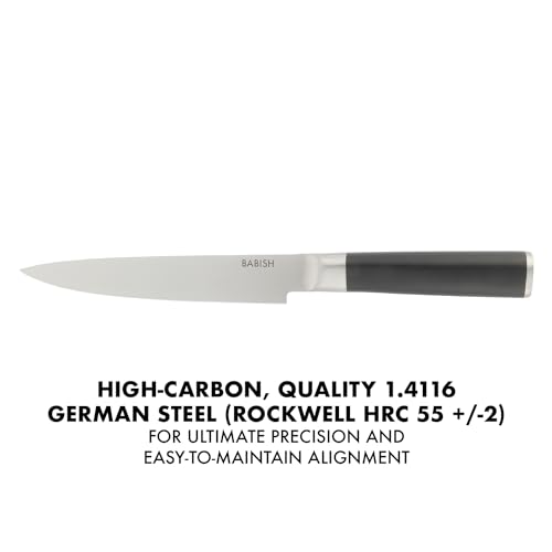 Babish 8-Inch Forged Carving Knife – High-Carbon 1.4116 German Steel Full Tang Kitchen Knife for Precision Meat and Poultry Slicing