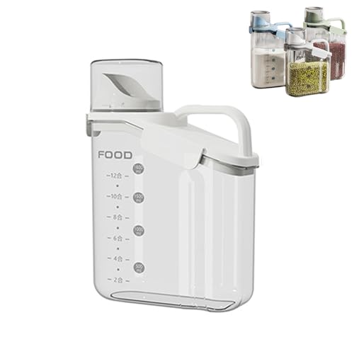 Cereal Containers Dispenser Rice Storage Container Clear Food Storage Containers Measuring Cup Pour Spout With Lids Airtight For Kitchen Grain Dry Food Pet Dog Food Organization?White 2L?
