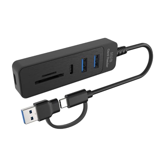 USB3.0を備えた1 USBアダプター5インチUSB2.0タイプCポートとラップトップ用のダブルカードリーダーモバイルデバイスDashcam用のダブルカードスロット付きUSBアダプター