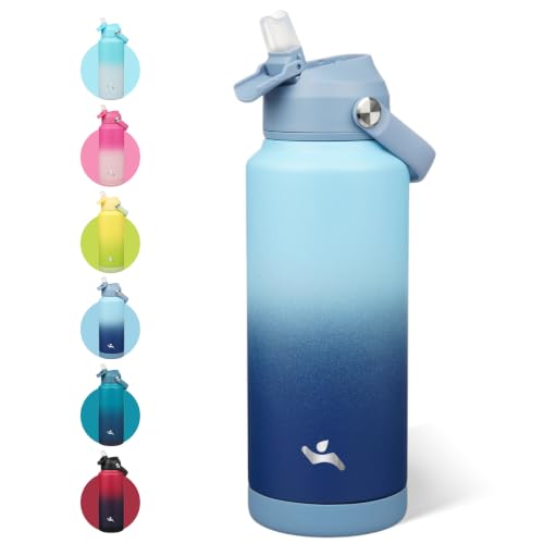 Image of Konokyo 32 oz Insulated Stainless Steel Sports Water Bottle with Straw Lid