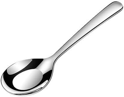Silverware Flatware Set, 1/4/6 Pcs 304 Stainless Steel Spoon Thickened Eating Spoon Creative Flat Bottom Spoon Home Drinking Soup Spoon(6 Pieces)