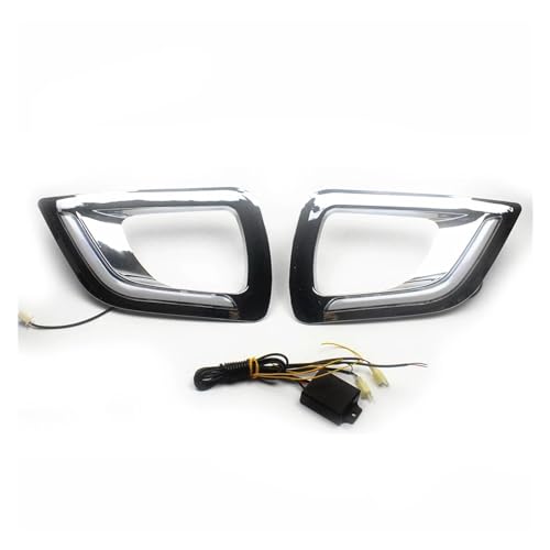 XCZPRKMXY LED DRL Daytime Running Light Front Fog Lamps with Turn Signal Assembly Compatible With Nissan Navara NP300 2015 2016 2017 2018 Silver