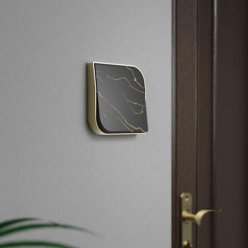 Image of Anchor by Panasonic Obel Bell Switch | 6A 2 Module Door Bell Push Switch with Indicator | (Leaf Royal Marble, 8422), 1 Way, BlackGold