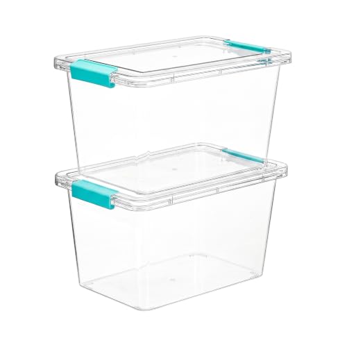 Image of Vtopmart 2 Pack 5 Qt Clear Storage Bins with Lids for Toy & Craft Storage | Stackable Plastic Toy Bin for Home, Classroom, Plastic Art & Craft Storage Container, BPA-Free Organizer Box