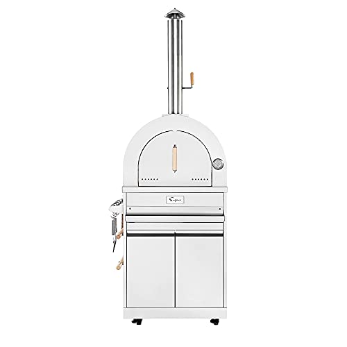 Image of Empava Wood Fired Pizza Oven with Cabinet for Outdoor Kitchen in Stainless Steel, 33 Inch, Silver