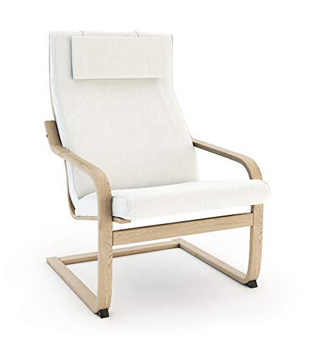 VINYLLA Funda de repuesto para sillón Ikea Poang (diseño 2, algodón, blanco)