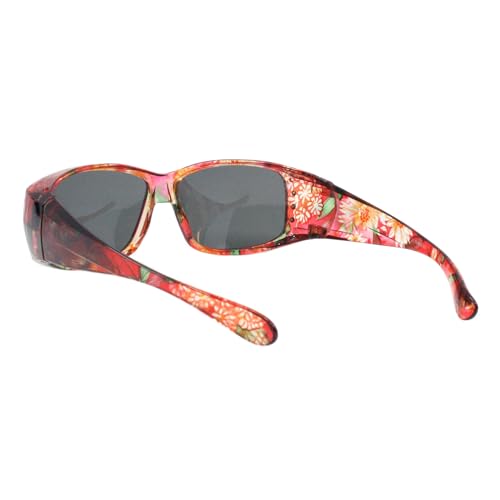 Womens Fit Over Glasses Polarized Sunglasses Rhinestones Floral3