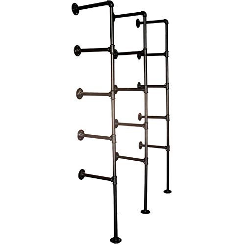 LOKKHAN DIY Industrial Pipe Shelf Kit-5 Shelf Pipe-Ceiling Shelves-Wall Mount Bookshelf-Pipe Floating Shelves