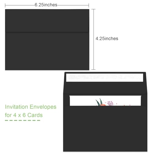 Image of 70 Packs A4 Envelope, Black A4 Envelopes, 4x6 Photo Envelopes for Invitations, Envelopes Self Seal for Weddings, Baby Shower, Photos, Postcards, Greeting Cards, Mailing