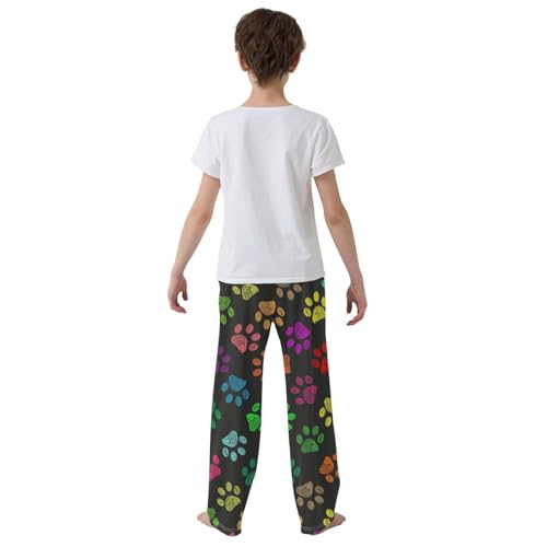 Boys' Pants Colorful Dog Paws Long Bottoms Jogger Pants Elastic Waist Trousers with Pockets S-XL3