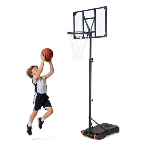 COSTWAY Canasta Baloncesto Exterior, Altura Ajustable 153 220,5cm, Canasta de Baloncesto con Tablero, Base Rellenable y Ruedas, Niños Adolescantes