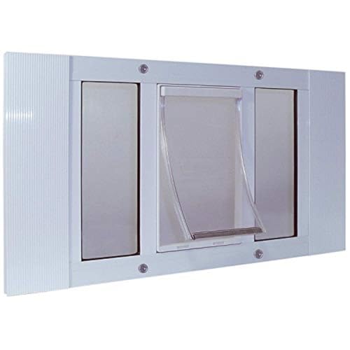 Ideal Pet Products Aluminum Sash Window Pet Door Adjustable to Fit Window Widths from 33 to 38 Large 10-1/2 x 15 Flap Size