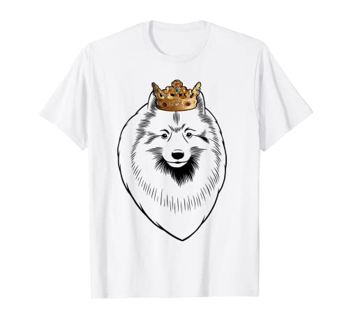 Keeshond Dog Wearing Crown T-Shirt, Black