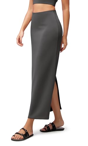 Image of ODODOS Modal Soft Maxi Skirt for Women, Back Slit High Waist Casual Long Pencil Skirts