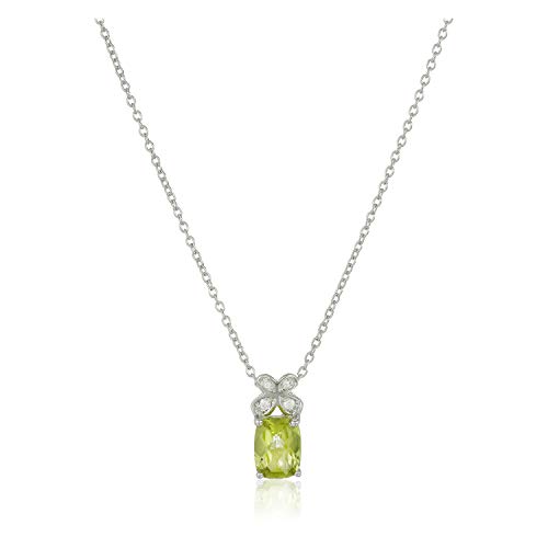 Ster Silver Peridot Created White Sapphire Butterfly Pendant Necklace