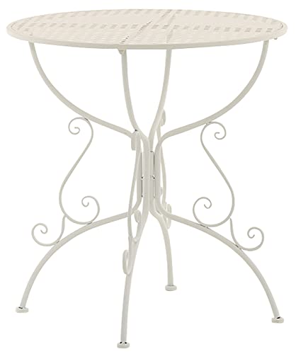 CLP Tavolino In Ferro Da Giardino Amanda I Tavolo Rotondo Da Balcone Stile Liberty I Tavolino Da Caffè Per Bistrot Ø 70 CM, Colore:bianco