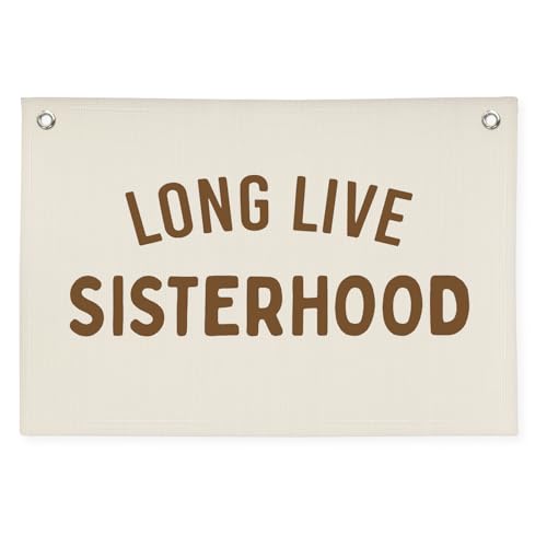 Image of Girls Room Decor,Long Live Sisterhood Canvas Banner,Nursery Playroom Wall Decor for Girls Bedroom Toddler Decorations Teen Girls Room Decor,Twins Bedroom Decor Flag Canvas Banner 30x20 Inch