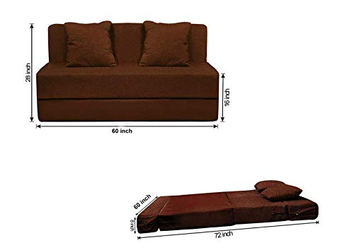 Image of Aart Store | 5x6- Feet Brown Color- Three Seater| Space Saving Foldable Sofa /Cums Bed with Removable Washable Fabric Cover
