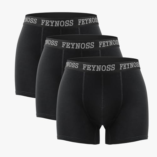 feynoss Boxershorts für aktive Männer | 3er Pack | No Label Design für hautangenehmen Weiche Baumwolle & Flexibler Bund